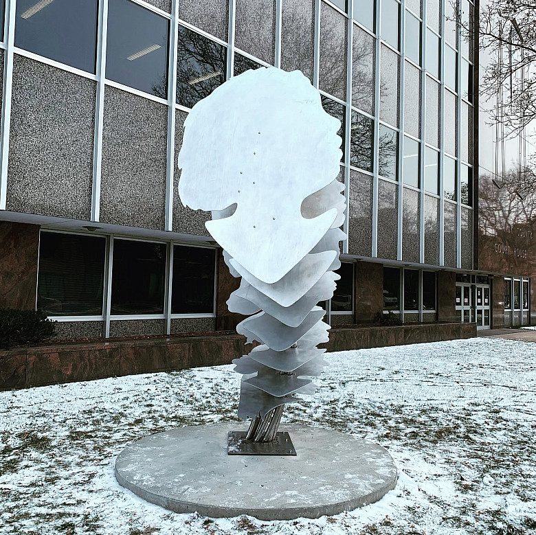 We Rise Sculpture by Sarah Deppe Black Hawk County Courthouse in Waterloo, Iowa