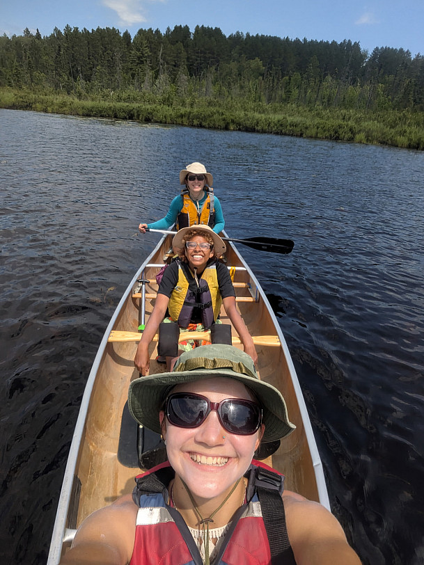 Maggie Joyce Canoeing with Malaika Parpart '28 and Kaela Johnson '26.