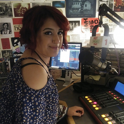Ericka Corrall'22 hosting a radio show at Beloit in 2019