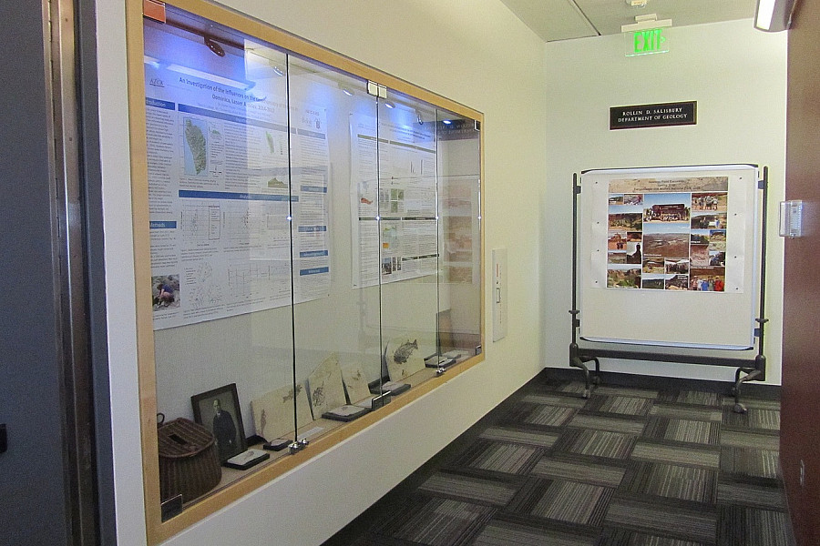 Posters summarizing student research hang in the Geology Department halls. All Geology majors participate in research during their time a...