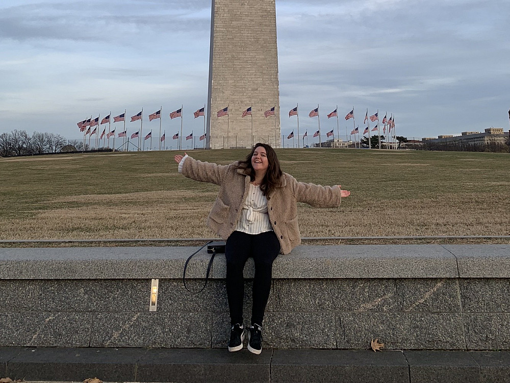Katherine Jossi'20 at the Washington Monument during her semester in the U.S. capital