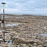 Jeremy Jessin flying a drone over the intertidal coastal zone on Oleron island.