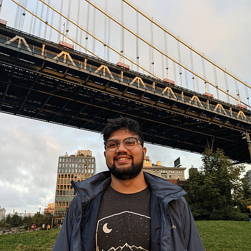 Swaroop Poudel'22 at the Brooklyn Bridge in New York City