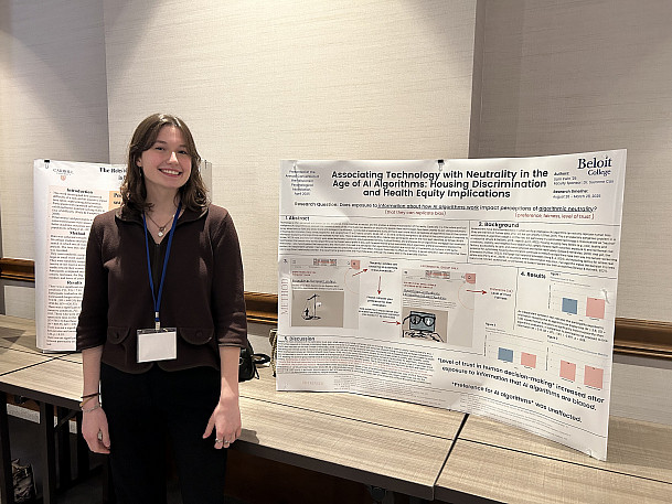 Sam Irwin '25 and her poster at the Wisconsin Psychological Association's Annual Convention