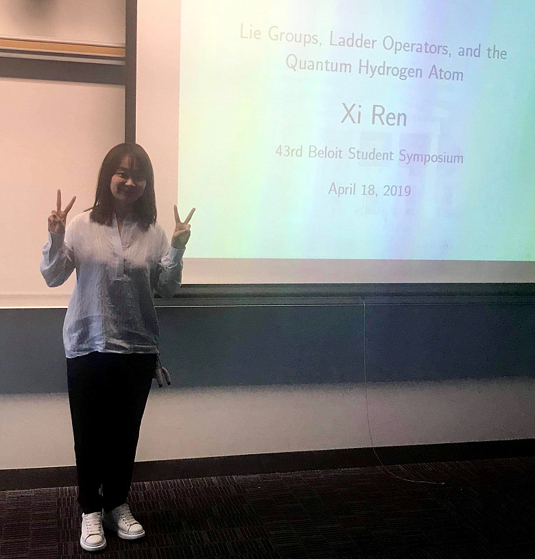 Ren Xi '19 presenting at Student Symposium