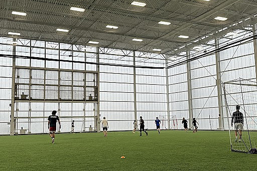 Students playing Intramural Soccer