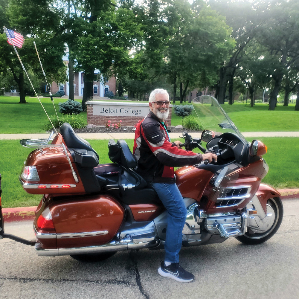 Class Notes - Adam Koons '77 Adam Koons '77 on a motorcycle at Beloit College.