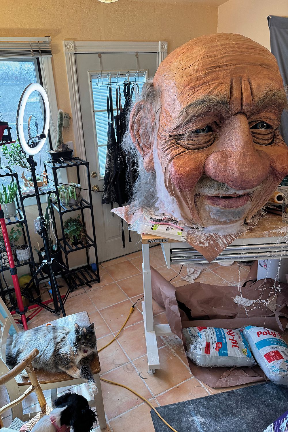 Rockey Puppet Head The puppet's head was the first element Hernandez Crade created in her studio.