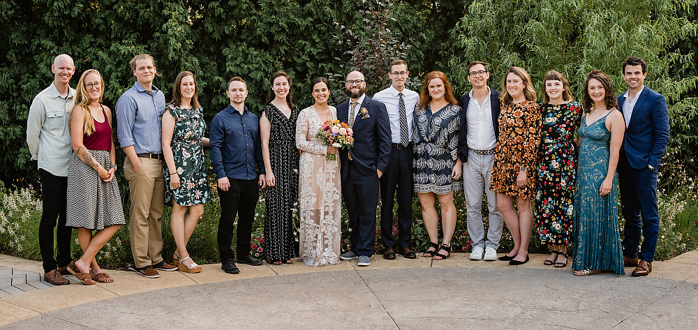 Jessica Rardin'13 and wedding group.