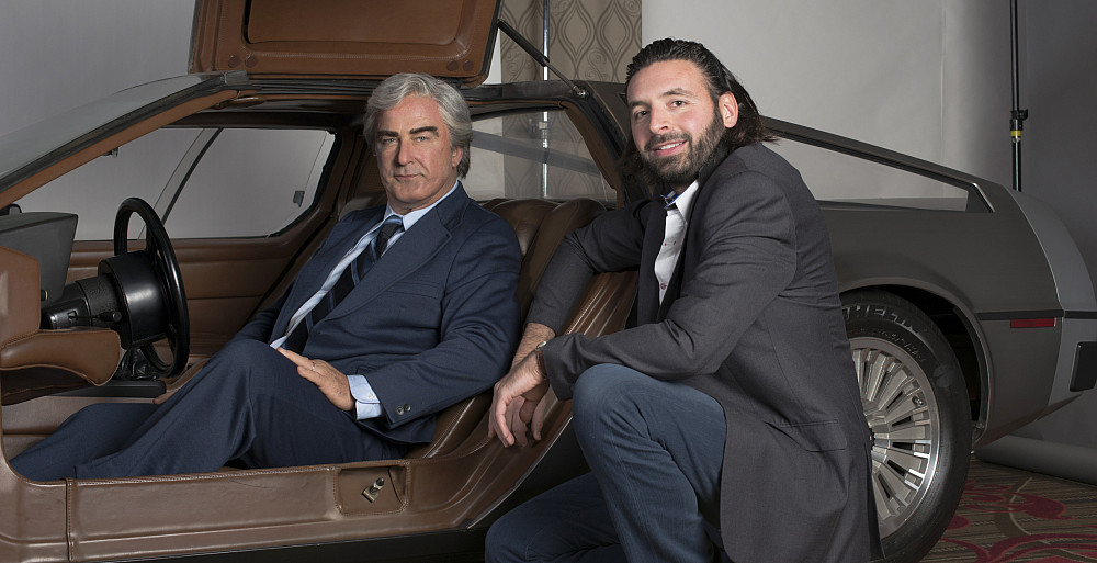 Tamir Ardon with Alec Baldwin, who is made up as John DeLorean. Baldwin said he was immediately intrigued by the role.