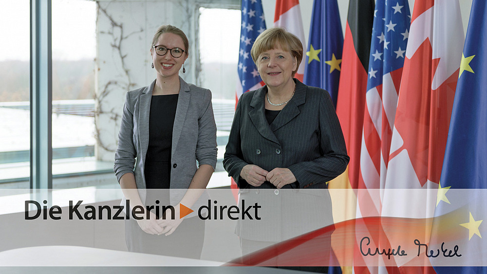 Kate Lindemann'10 and German Chancellor Angela Merkel