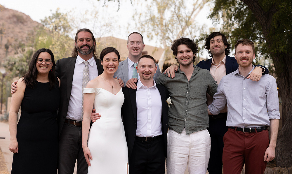 Beloiters with Kyndall White '17 and Geoffrey Stevens '17 at their wedding.