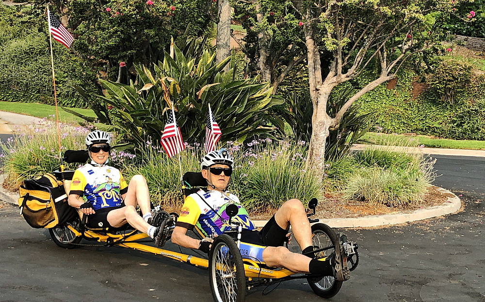 Chung-Li Ling'56 and his wife take a spin on their tandem trike in early 2020 after Chung-Li recovered from a complete knee replacement i...