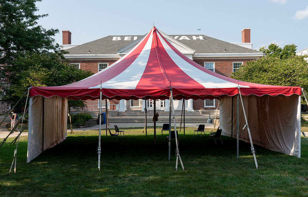 These tents provide shelter and ample space for in-person, outdoor classes.