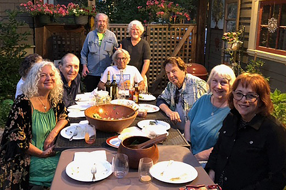 Class Notes - Alumni Reunion in Portland Standing: Jim Long'72 and Zak Gordon'73. Seated: (clockwise) Wendy Gordon'76; Jim Petersen'70; Seymour Miles'72; Michael Kearsey'71; Sara...