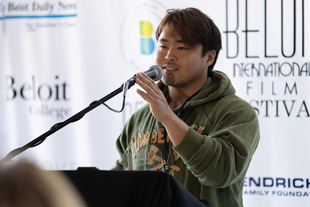 Nathan Sill'23 at the 2024 Beloit International Film Festival award ceremony.