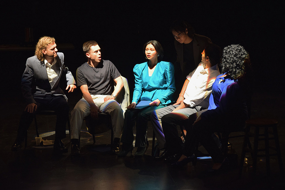Cyrus Roman'24 performing in Rehearsal for Murder.