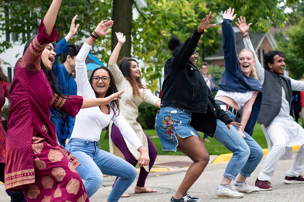 International students broke into dance in 2019, the most recent parade held on campus.