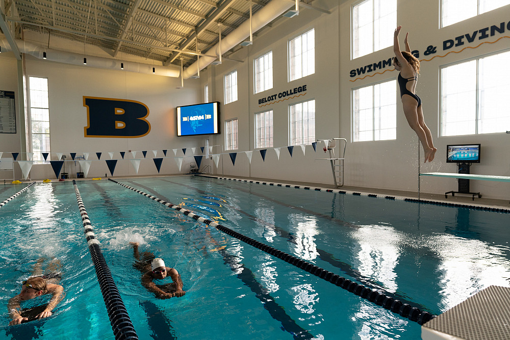 Elevated: swimming and diving practice in the Robert G. Nicholls Natatorium. The pool facilities in the Powerhouse significantly upgrade ...