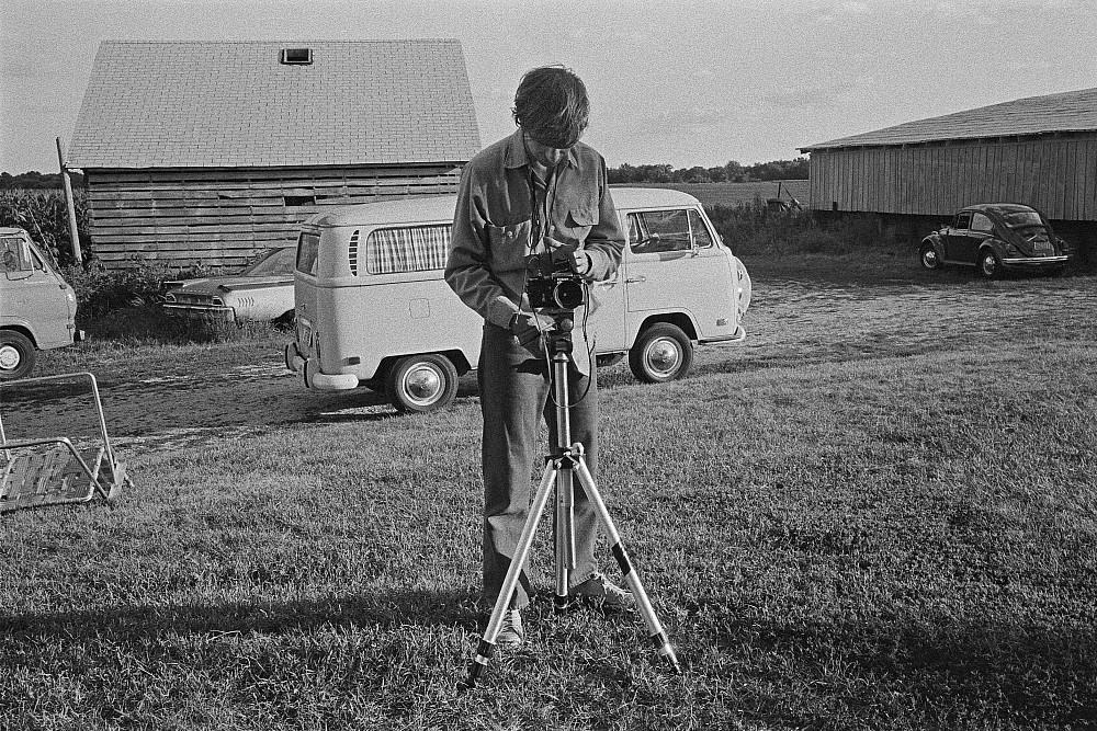 Michael Simon in August 1971 making photographs on the farm in Shirland, Illinois.