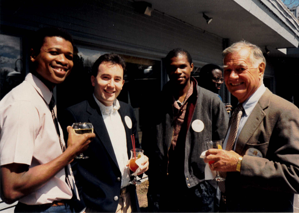 Whley Nimely'88 (Liberia), Dan Spaulding'86, Eric Brown'88 (The Bahamas), and Harry Moore, circa 1984