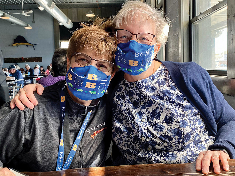 Ann Stinchfield Savagian'78 and Eva Belanger MacLeod'79 Ann Stinchfield Savagian'78 and Eva Belanger MacLeod'79 enjoyed a reunion complete with Ann's bespoke Beloit masks when Ann and her husba...