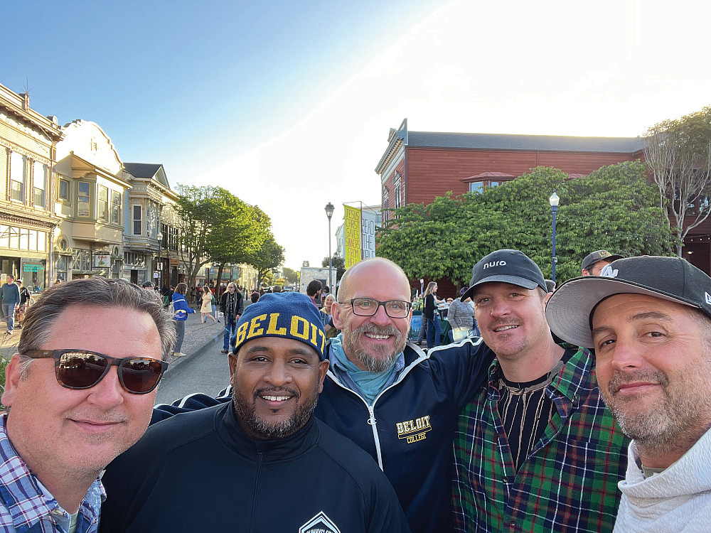 Ben Smith’97 and Beloit friends Lee Deines, Jolan Glover, Karlson Hubbard, Tim Popp, and Ben Smith, all class of 1997.