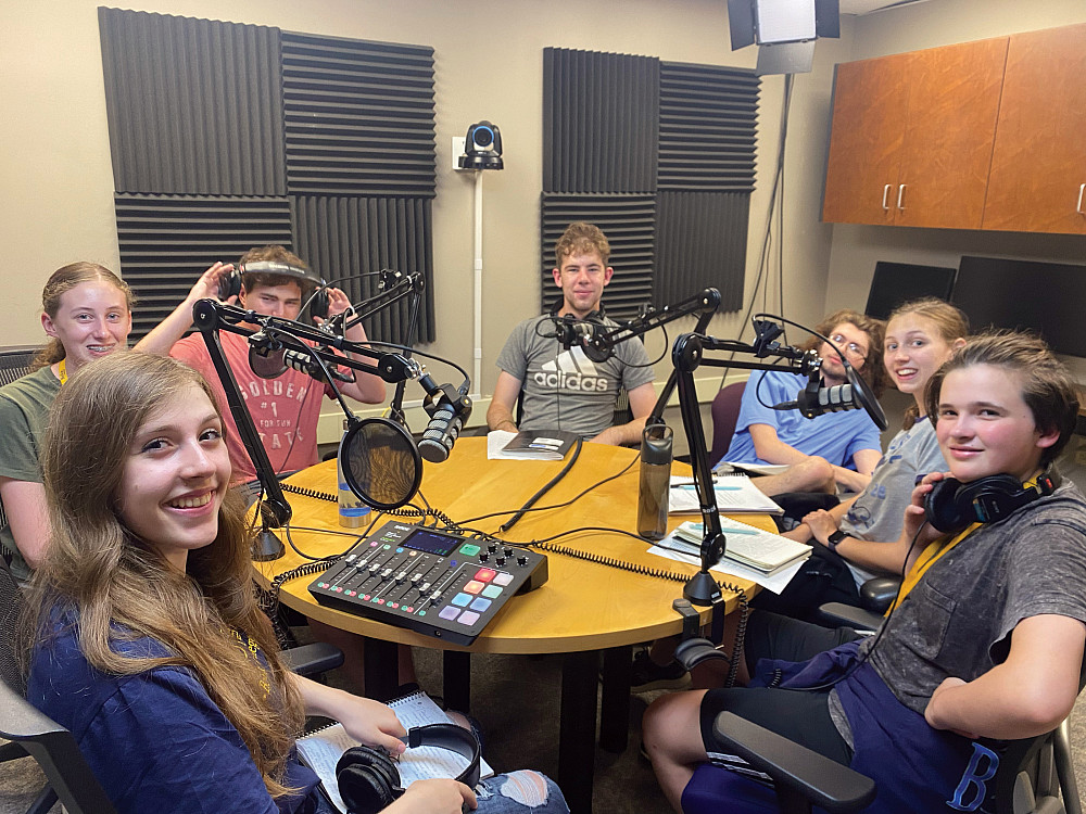 Prospective Beloiters keeping it real at the CELEB podcast studio during Summer Academy.