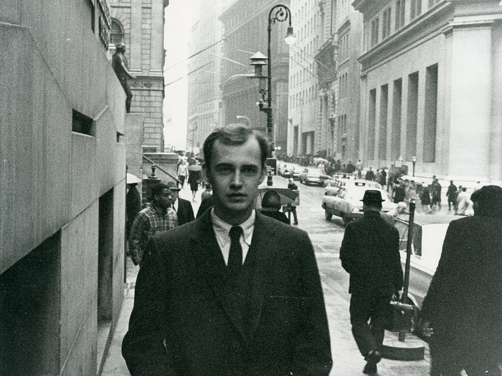 Glen Wolczak'70, below left, in New York's financial district. He worked for the American Smelting and Refining Company.