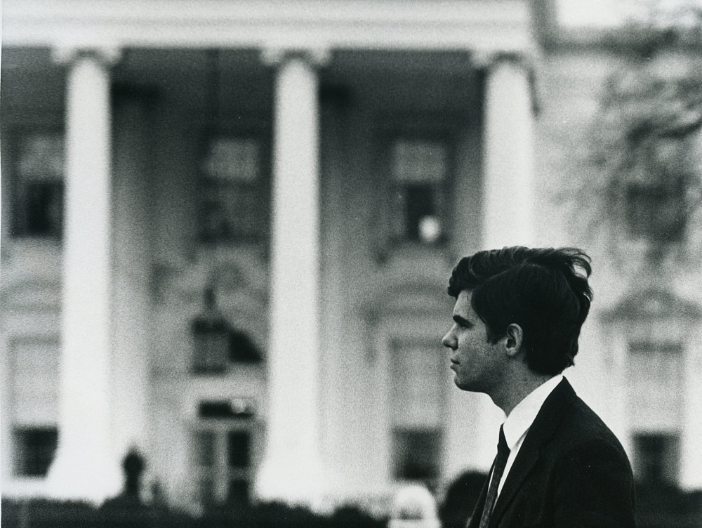 James Armstrong'69, below right, in front of the White House. His Field Term was with the Civil Rights Commission.