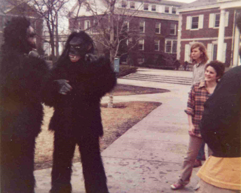 Basic Elmos in gorilla suits on Chapin Quad in 1972.