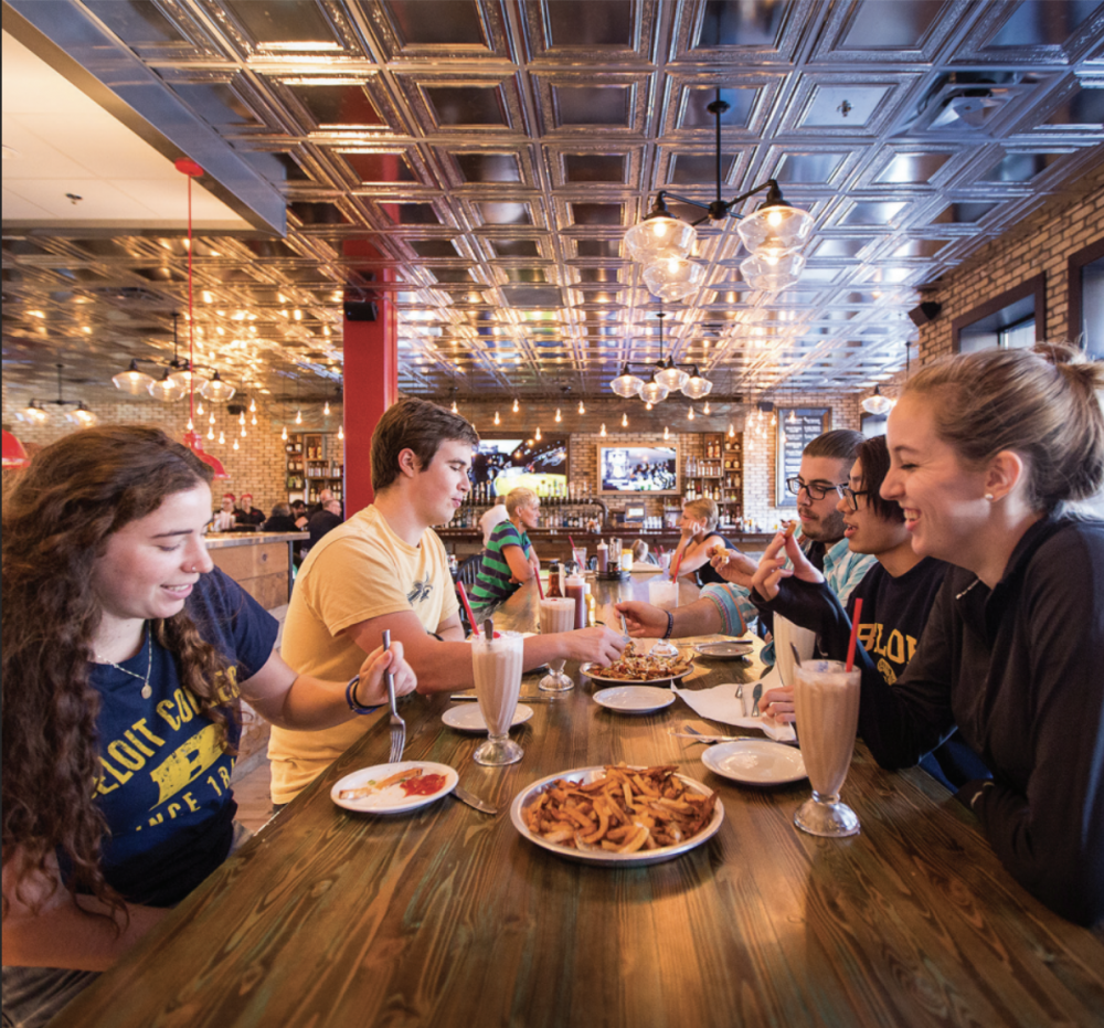 Students enjoy dining at Lucy's #7 in downtown Beloit.
