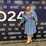 Rebecca Lammers’07 at the DNC delegate welcome party in Chicago.