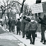 Students departing campus on their way to Madison.