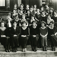 The intrepid Mabel Lee (second row, far left) led Beloit's early physical education program for women with intramural sports such as fiel...