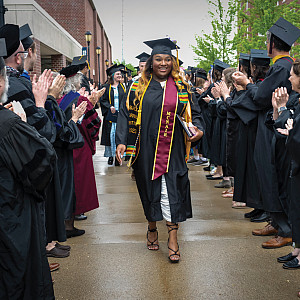 After the ceremony, Jada Daniel led the class of 2023 back outside as the clouds began to lift.