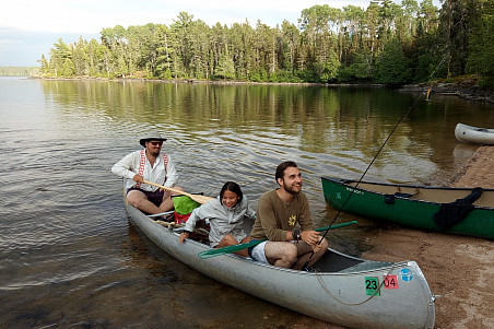Amy Ward'22, center, had an opportunity to do applied research in Minnesota's Boundary Waters last summer. A group of creative writing st...
