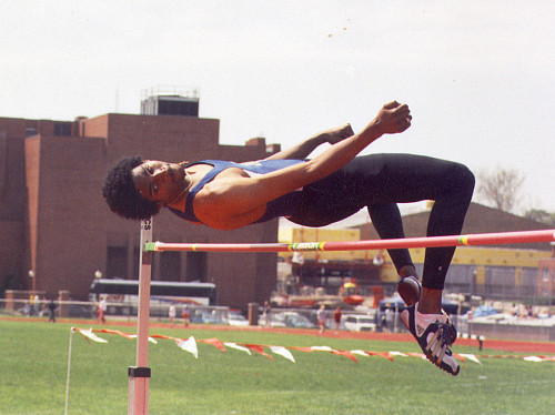 Djuvane Browne'04 at a track and field meet.