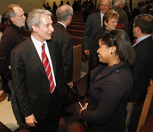 Tamara Fouché congratulates Scott Bierman after he was introduced as Beloit's 11th president in 2009. As a junior, Fouché served on the...