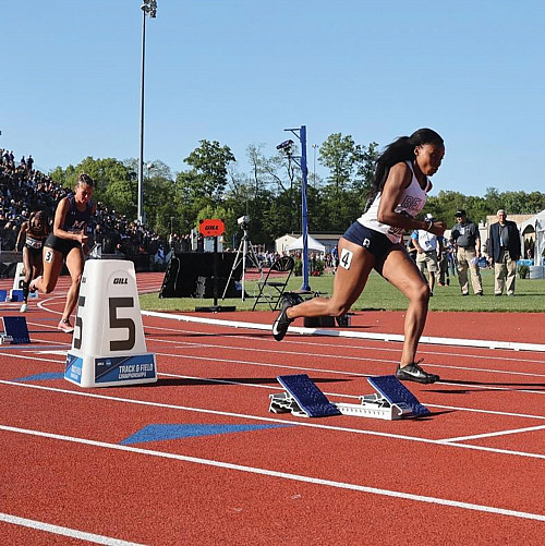 T'Aira Boyance'23 running in the NCAA D-III Outdoor Nationals.