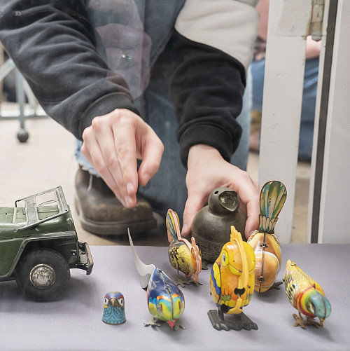 An example of Betsy Brewer's collection of vintage toy cars.