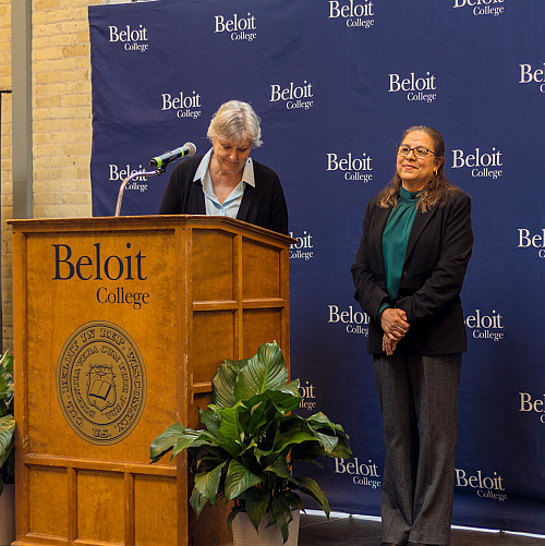 Maria Lupe Anaya, with Provost Donna Oliver.