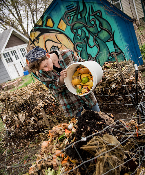 Garden. Nicole Fredericks'17, a summer 2017 garden worker, says she now thinks compost is the coolest thing in the world.