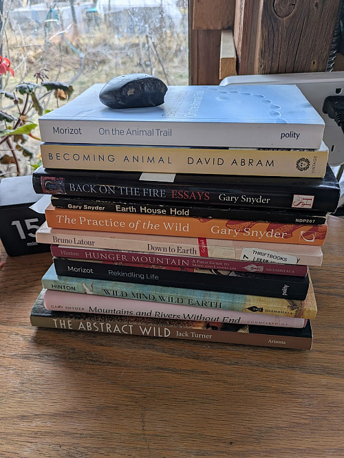 Books on Freeman's desk, about nature and animals.