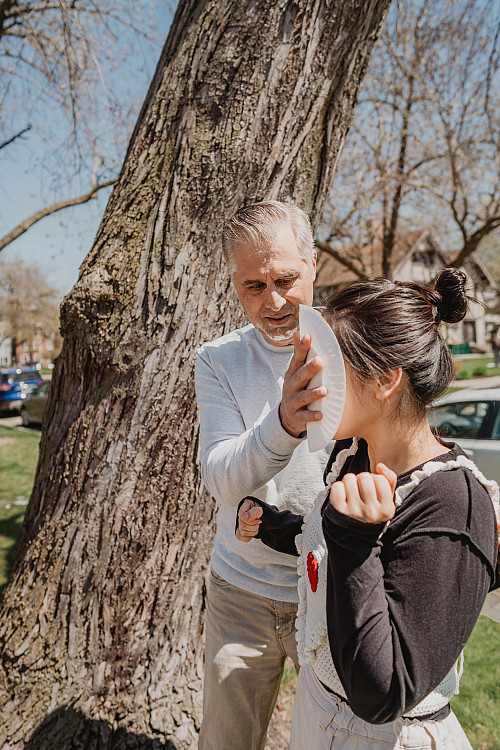 Matt Laszlo'92 pies Trang Tran'25 for a fundraiser during Spring Day 2024.