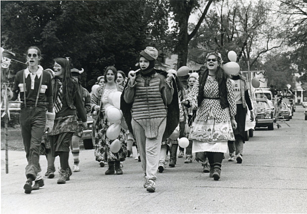 In the 1970s and '80s, students replaced the floats with irreverent marching kazoo bands, which involved wearing lots of rummaged, l...