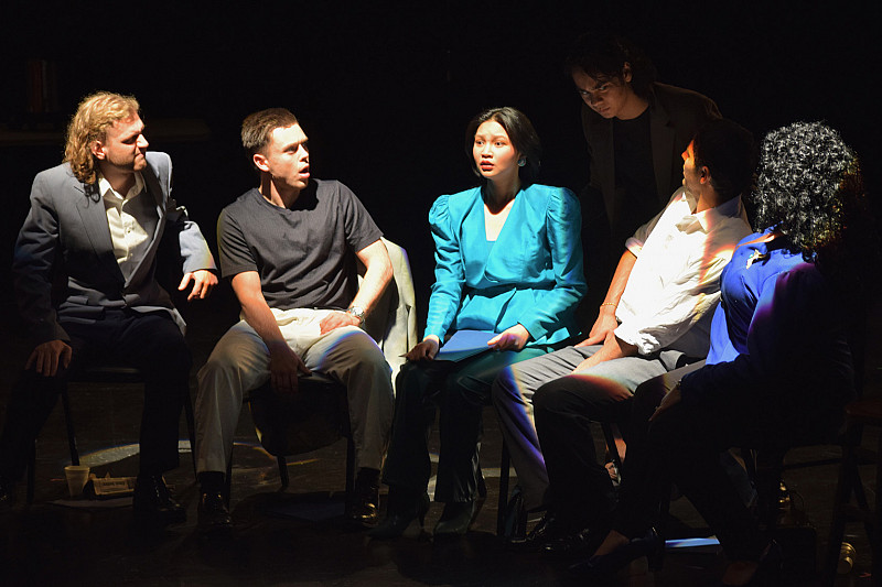 Cyrus Roman'24 performing in Rehearsal for Murder.