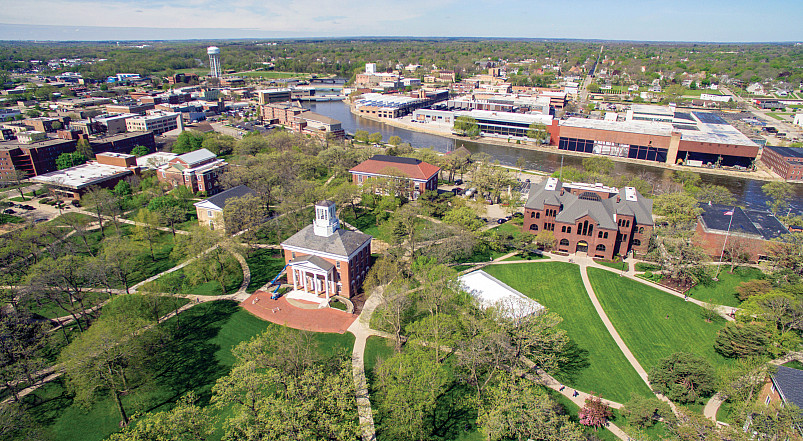 The Beloit College campus is just a short walk away from the City of Beloit.