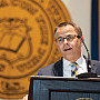 President-Elect Eric Boynton speaks to the college community during an introduction event in May, 2023.