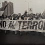 The “Yuyanapaq” project documented the atrocities inflicted on the Peruvian people during two decades of national unrest, creating photographic evidence. The sign in this Lima protest translates as “No to terrorism.”